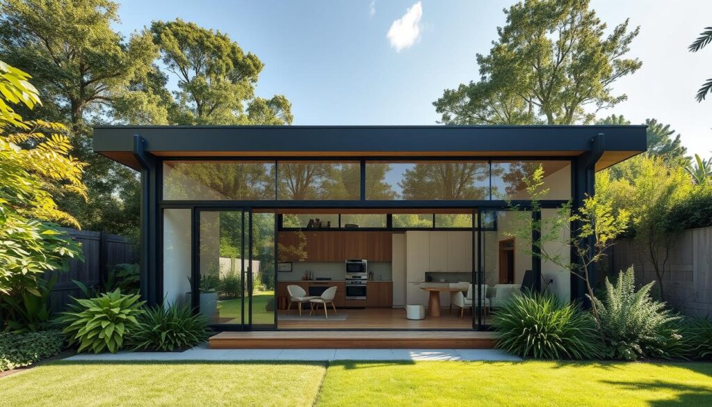 Glasfront Gartenhaus Design