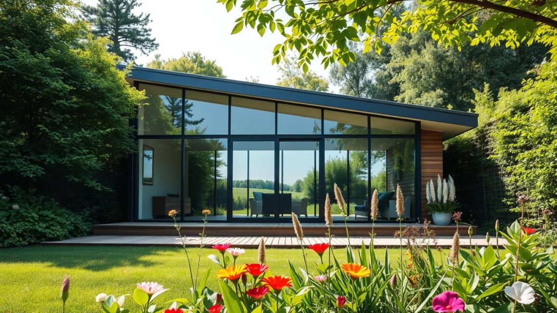 Modernes Gartenhaus mit viel Glas für Ihren Garten