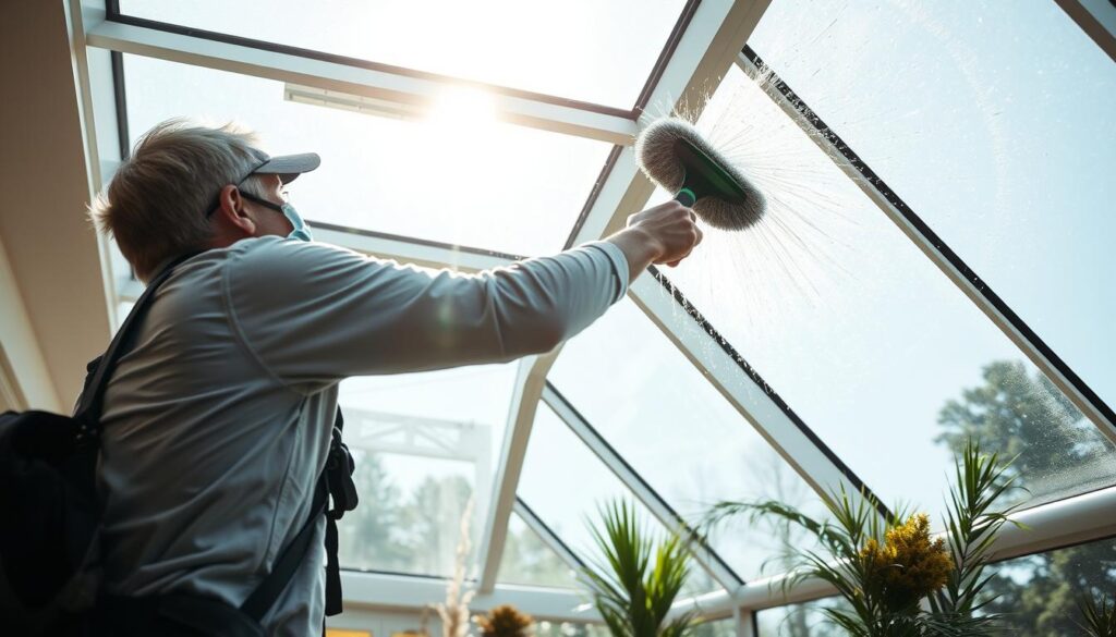 Glasdach reinigen in Wintergarten und Terrassendach