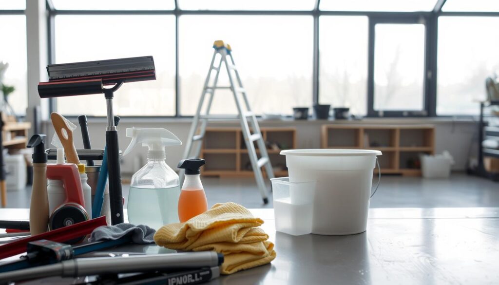 Materialien und Werkzeuge für Glasdach reinigen