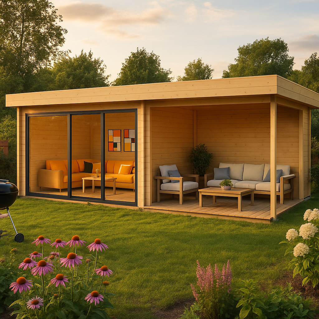 Fjordholz Gartenhaus Alu Concept 44 A mit Anbau