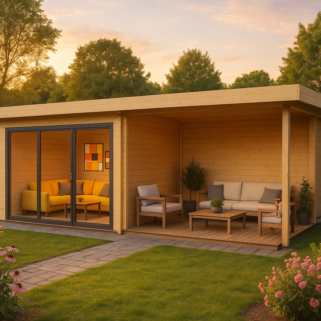 Fjordholz Gartenhaus Alu Concept 44 A mit Anbau