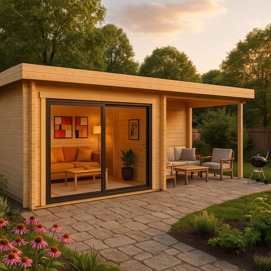 Fjordholz Gartenhaus Alu Concept 70 A mit Anbau