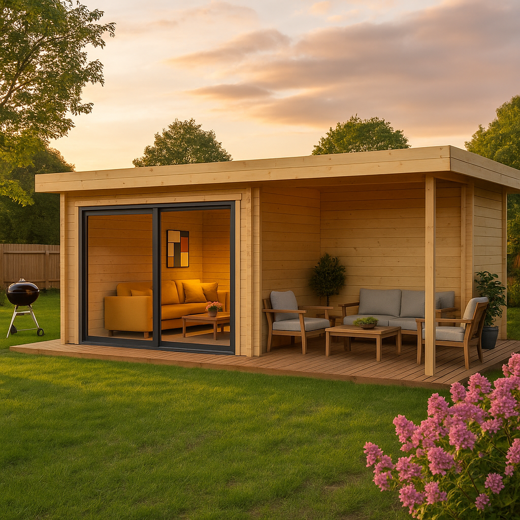 Fjordholz Gartenhaus Alu Concept 70 A mit Anbau