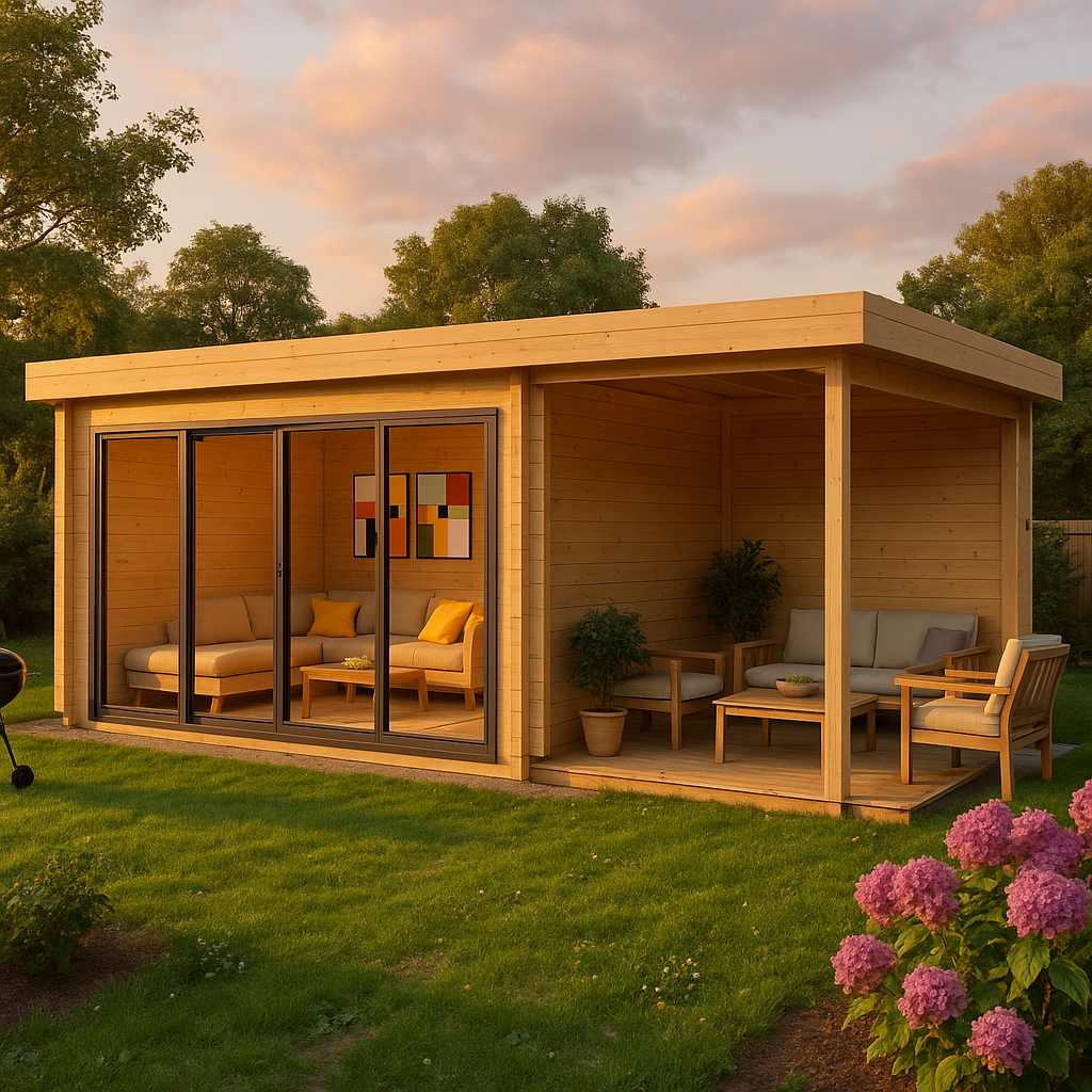 Fjordholz Gartenhaus Alu Concept 70 A mit Anbau