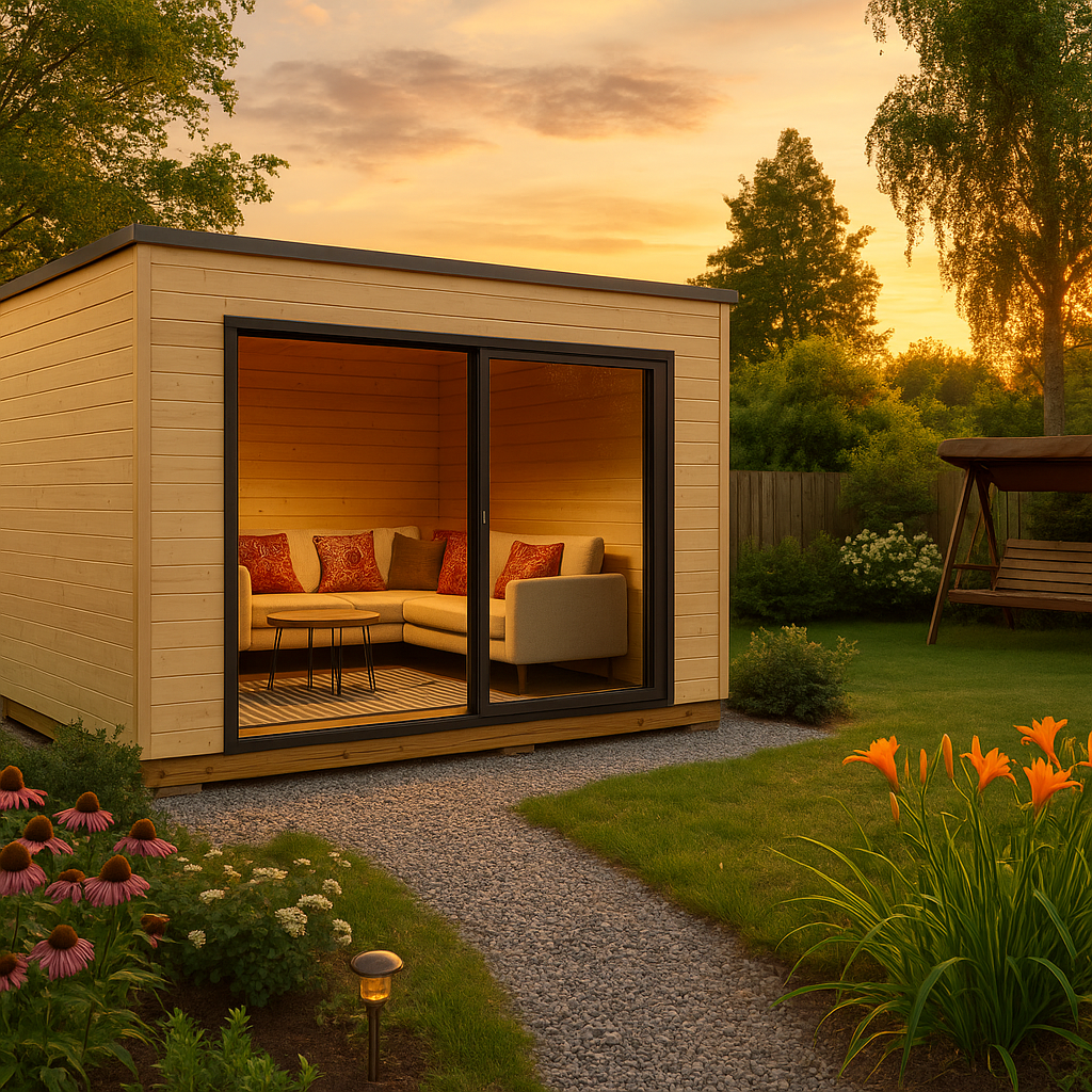 Fjordholz Gartenhaus Modell Q-BIC Alu 44 A