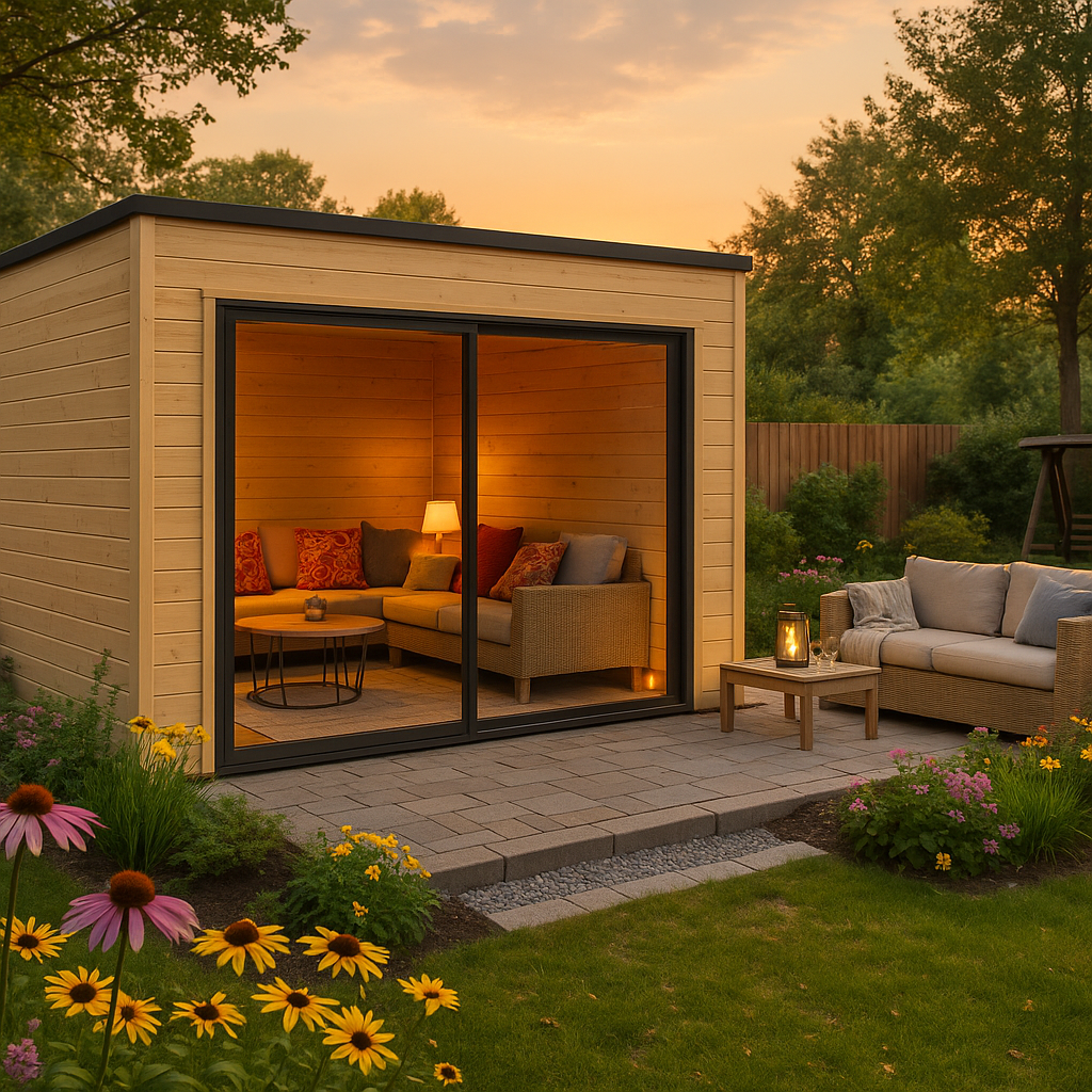 Fjordholz Gartenhaus Modell Q-BIC Alu 44 A