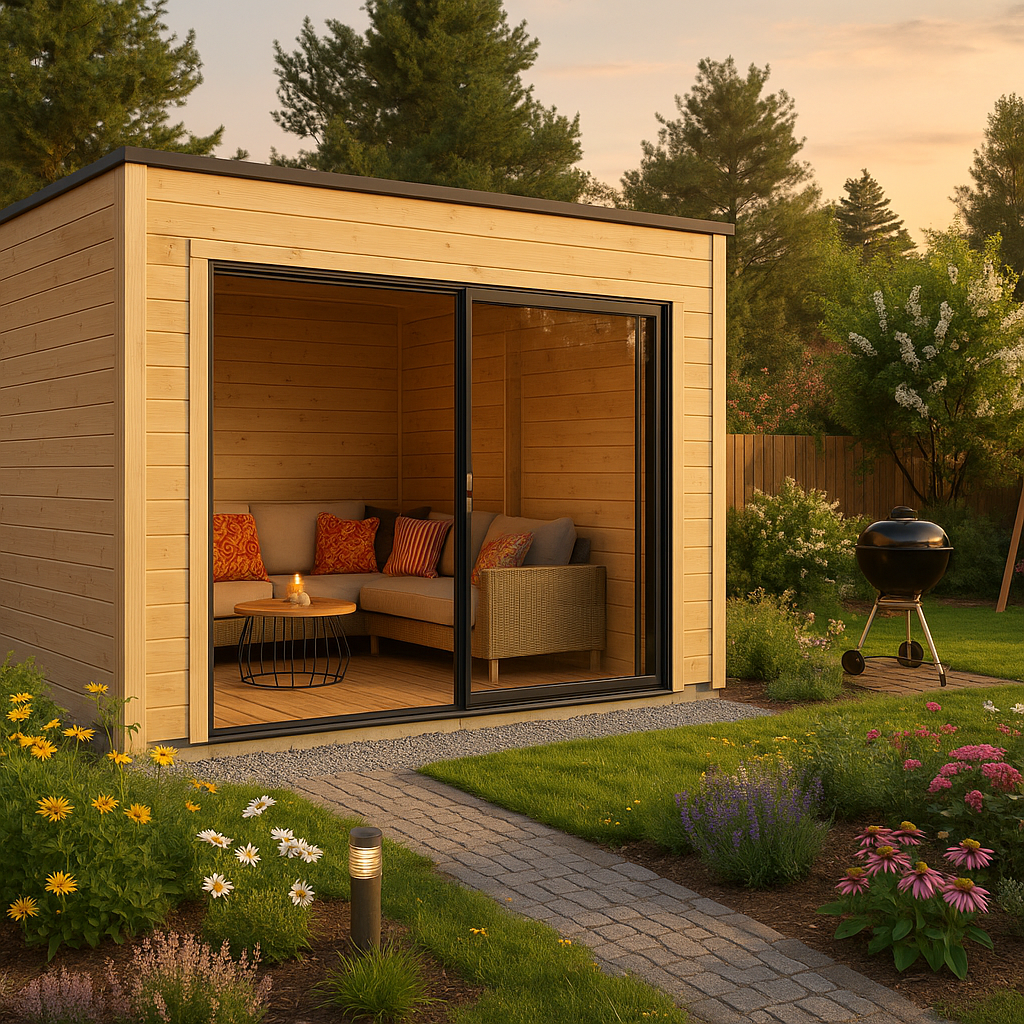 Fjordholz Gartenhaus Modell Q-BIC Alu 44 A