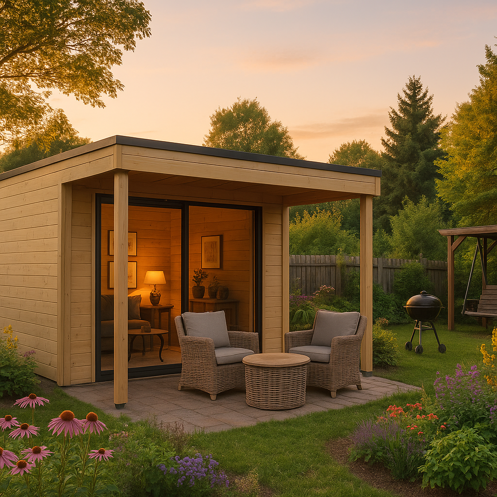 Fjordholz Gartenhaus Modell Q-BIC Alu 44 A + VD