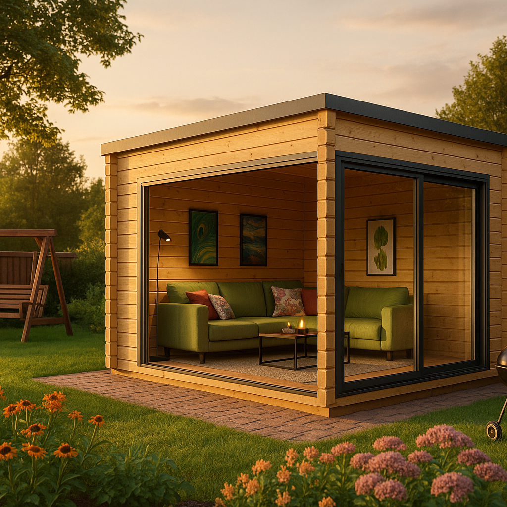 Fjordholz Gartenhaus Modell Q-BIC Alu 44 D