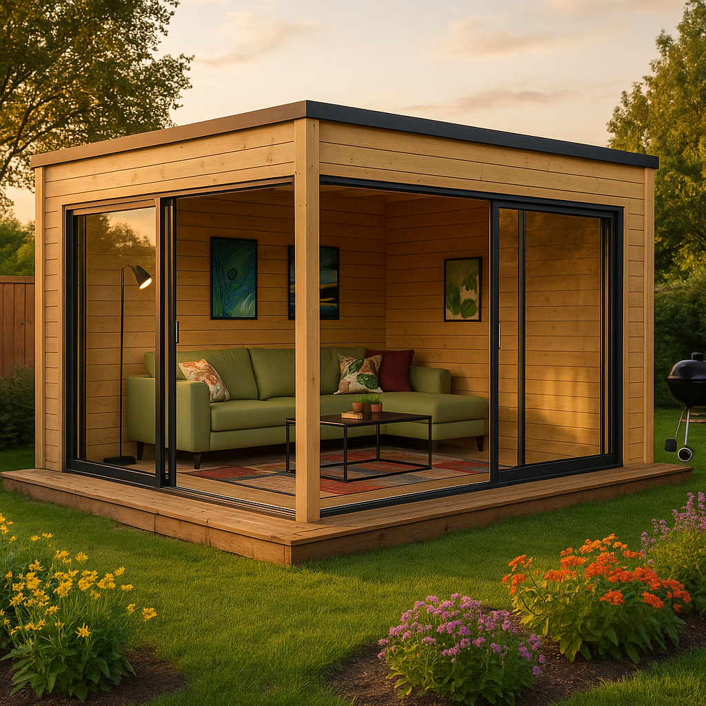Fjordholz Gartenhaus Modell Q-BIC Alu 44 D