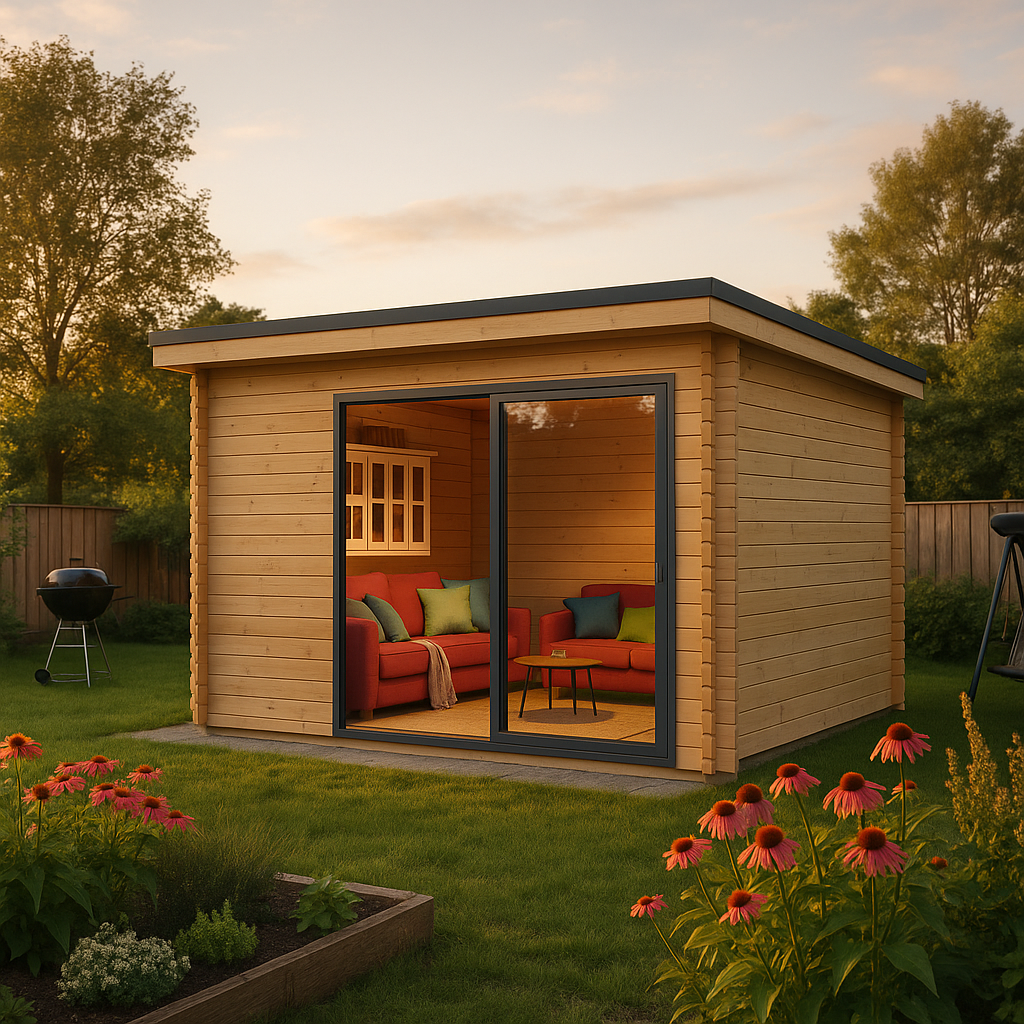 Fjordholz Gartenhaus Modell Q-BIC Alu 44 E