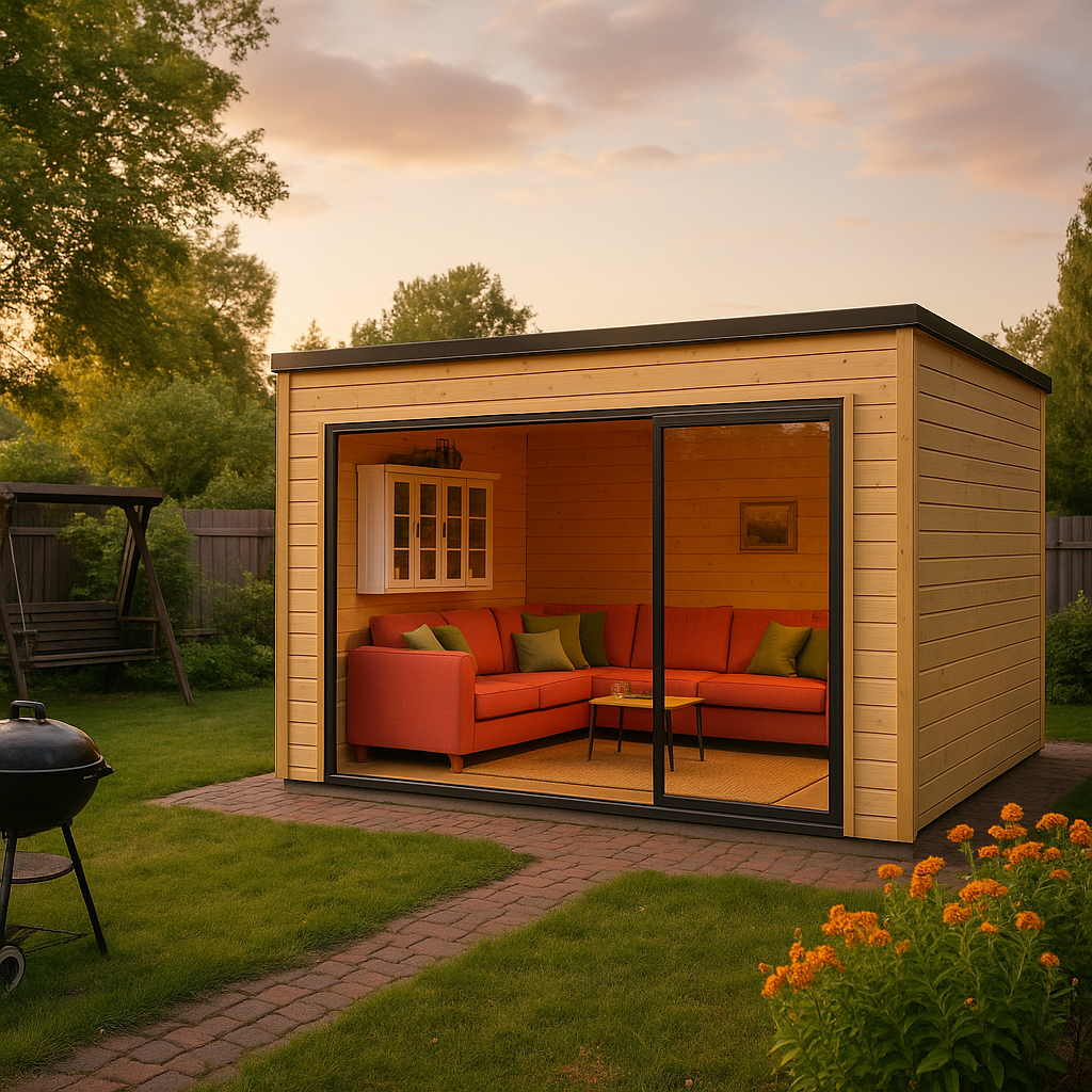 Fjordholz Gartenhaus Modell Q-BIC Alu 44 E