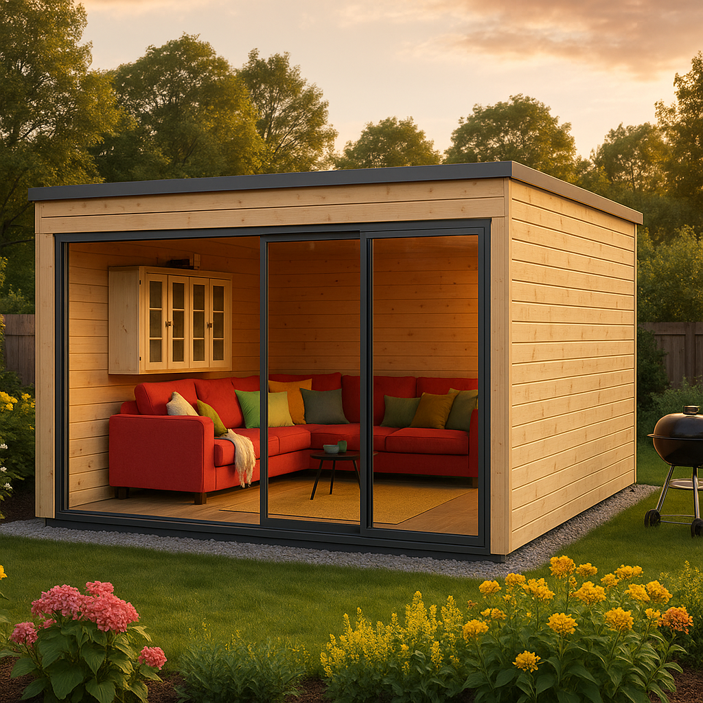 Fjordholz Gartenhaus Modell Q-BIC Alu 44 E