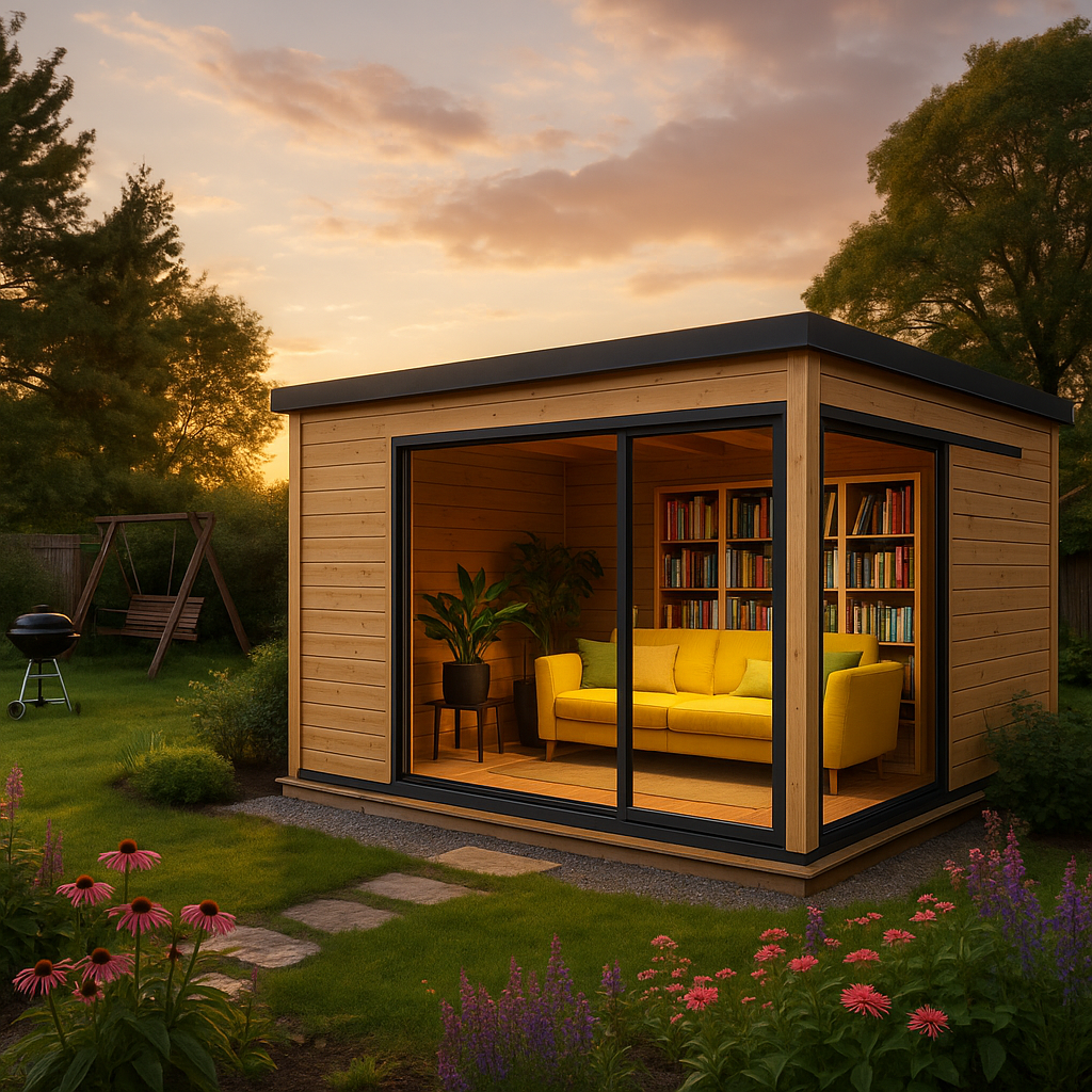 Fjordholz Gartenhaus Modell Q-BIC Alu 44 F