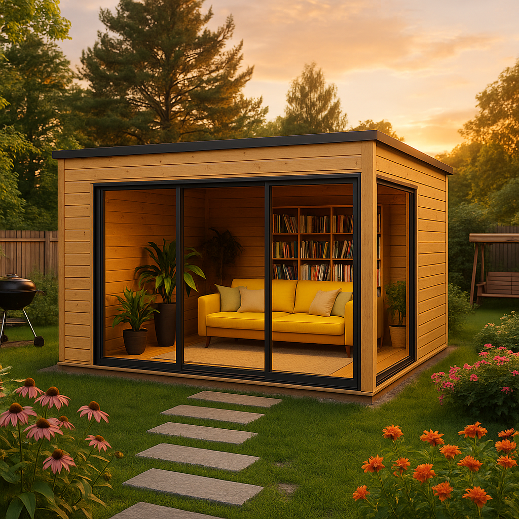 Fjordholz Gartenhaus Modell Q-BIC Alu 44 F