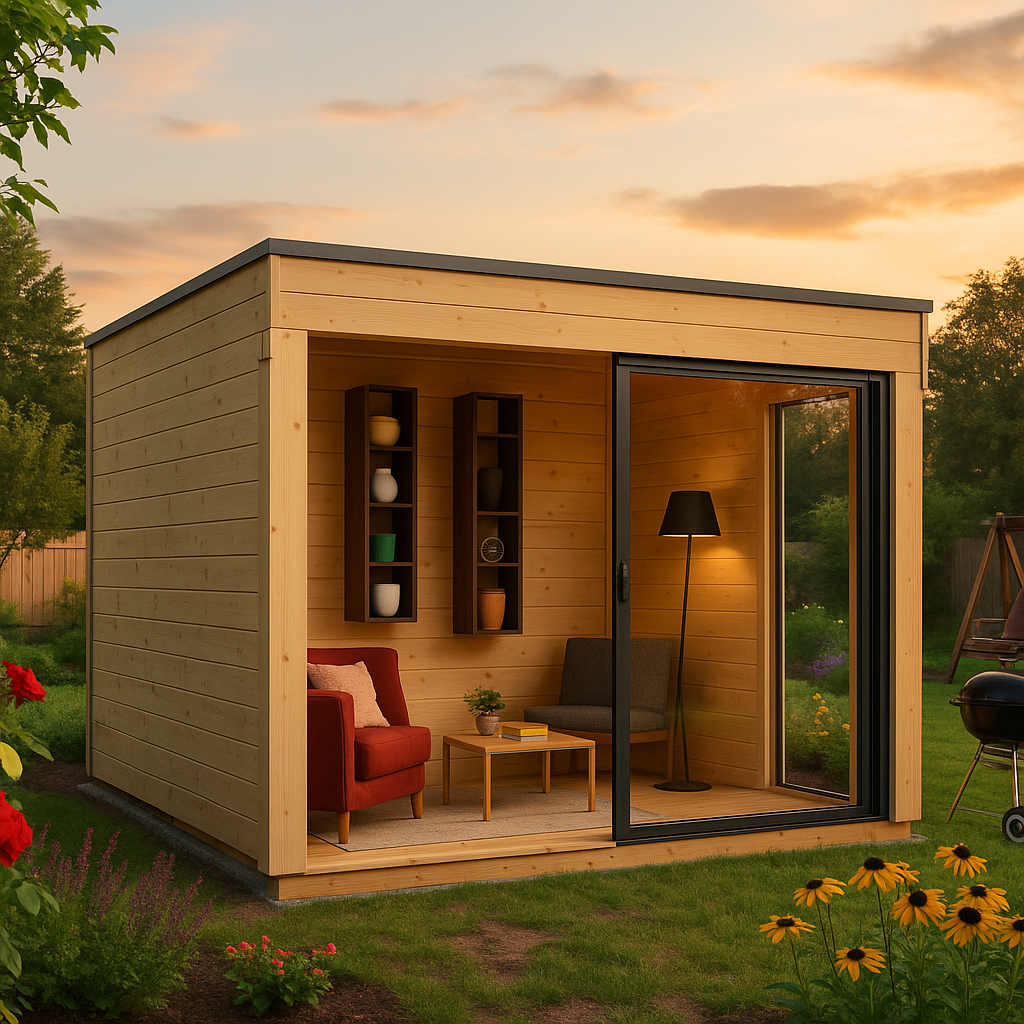 Fjordholz Gartenhaus Modell Q-BIC Alu 44 G