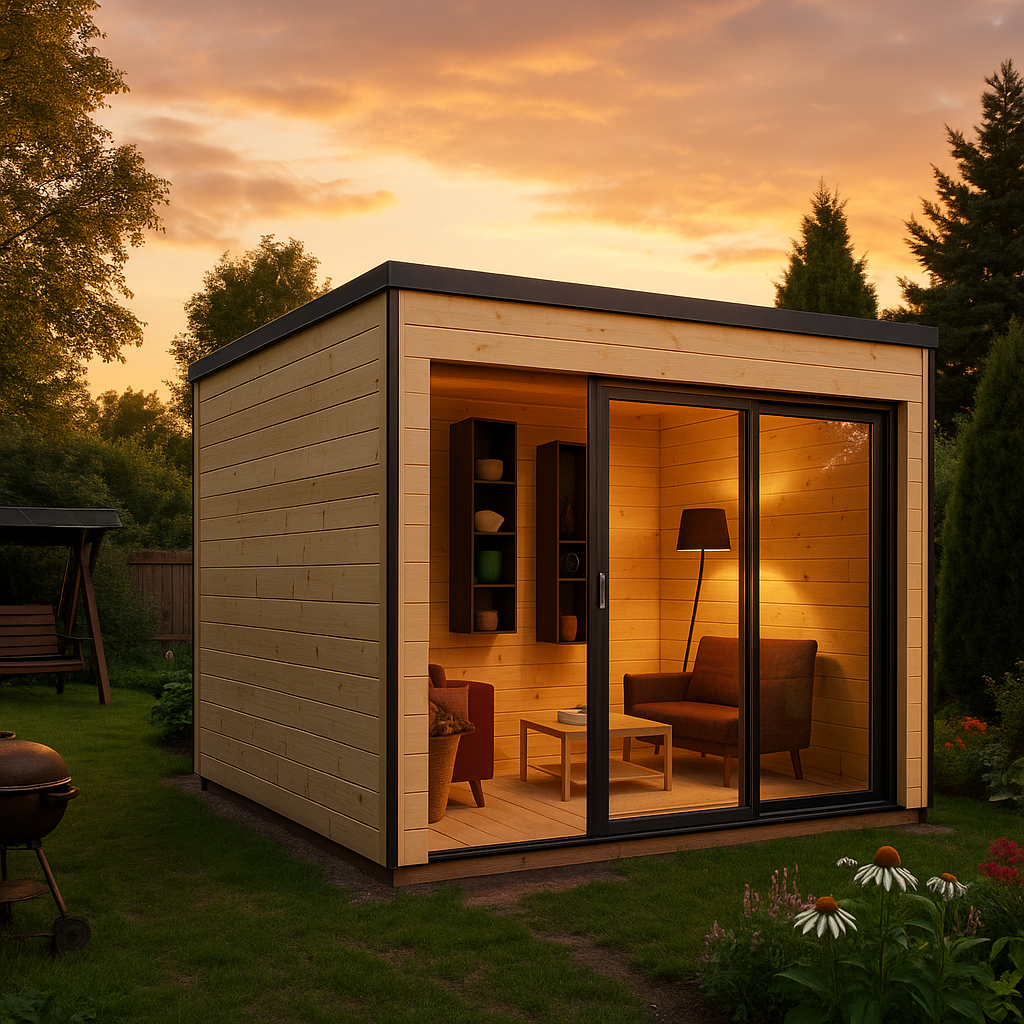 Fjordholz Gartenhaus Modell Q-BIC Alu 44 G