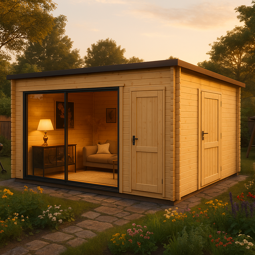 Fjordholz Gartenhaus Modell Q-BIC Alu 44 H