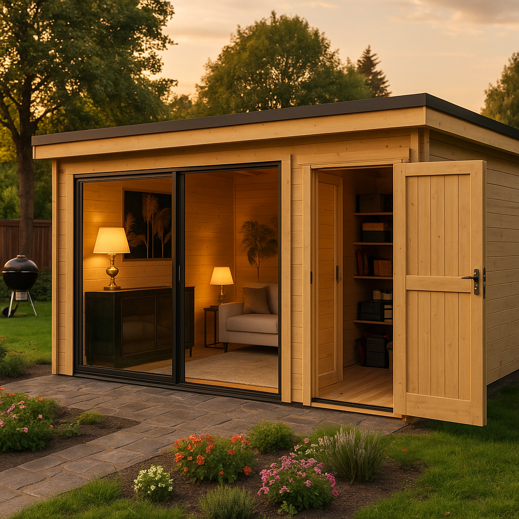 Fjordholz Gartenhaus Modell Q-BIC Alu 44 H