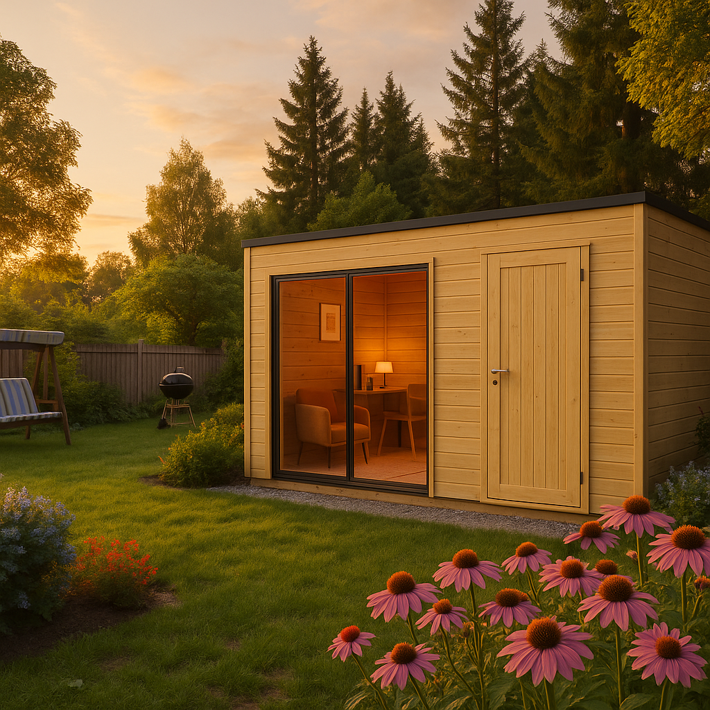 Fjordholz Gartenhaus Modell Q-BIC Alu 44 I