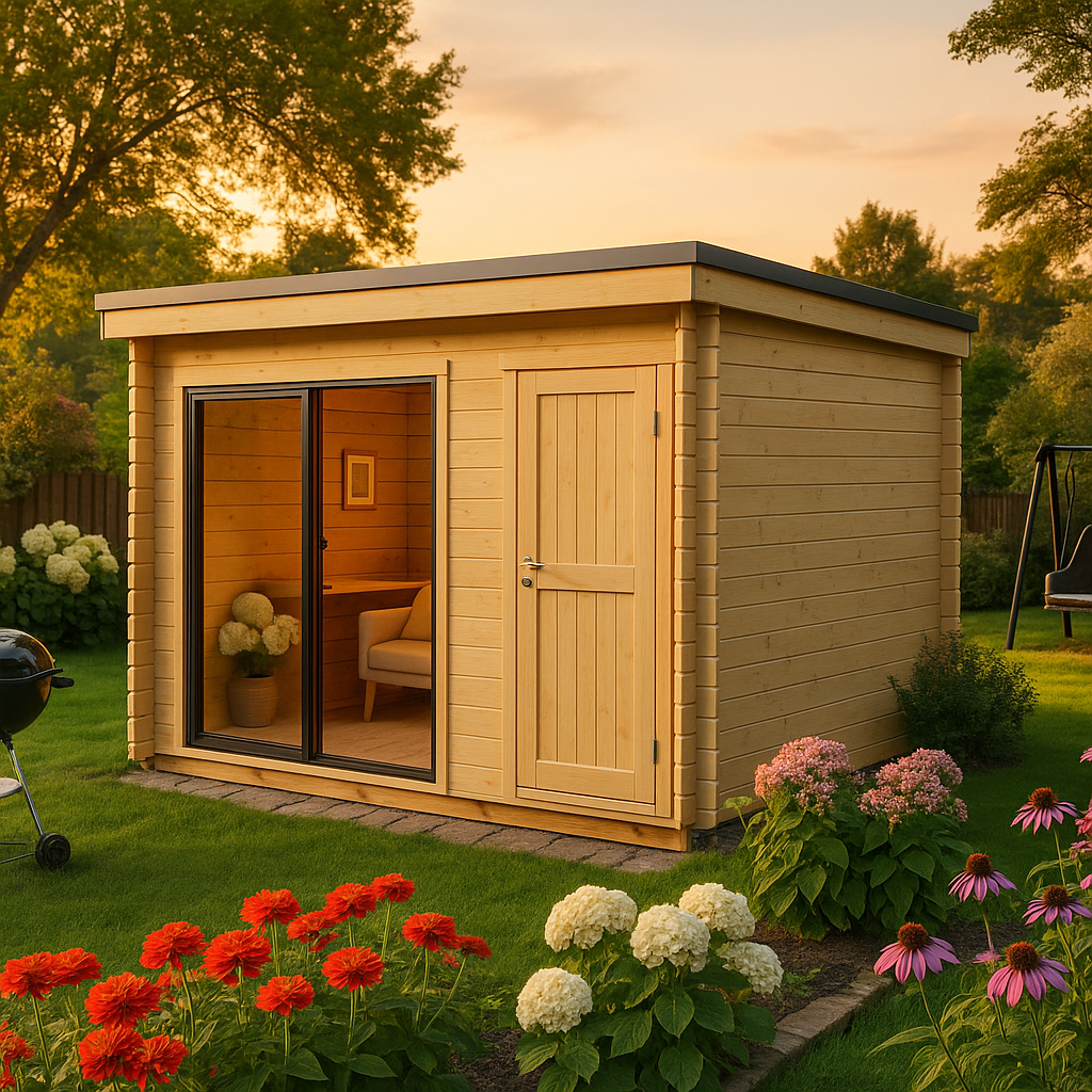 Fjordholz Gartenhaus Modell Q-BIC Alu 44 I