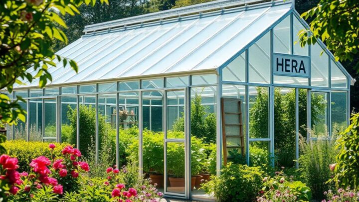 Vorteil eines grossen Glasgewächshauses im Garten