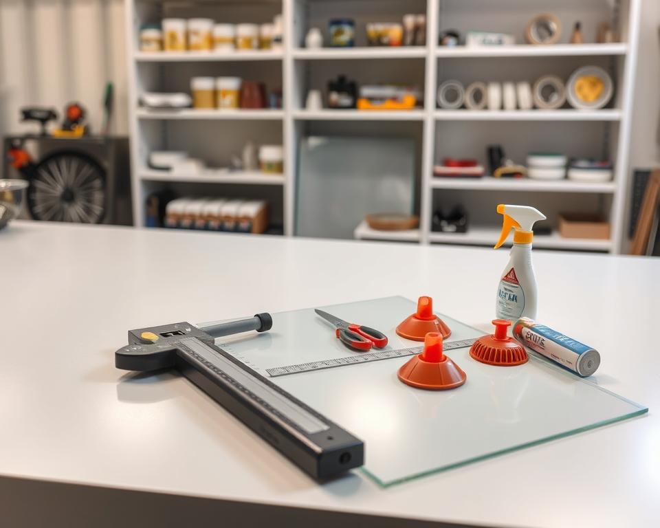 Arbeitsplatzgestaltung für Glasschneiden