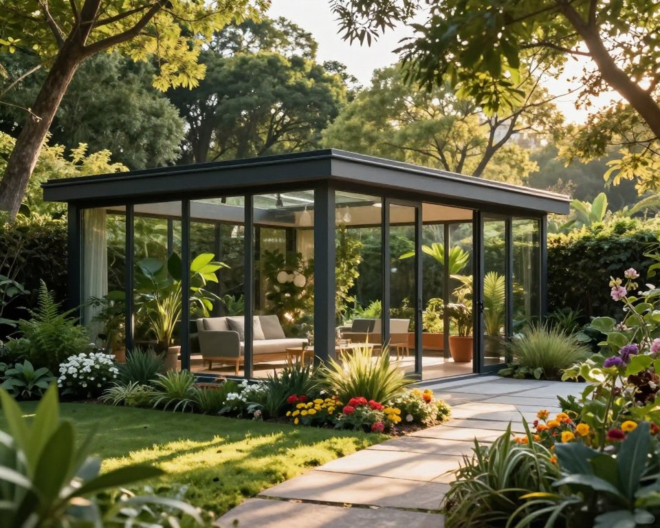 Glasgartenhaus mit Abhörschutz