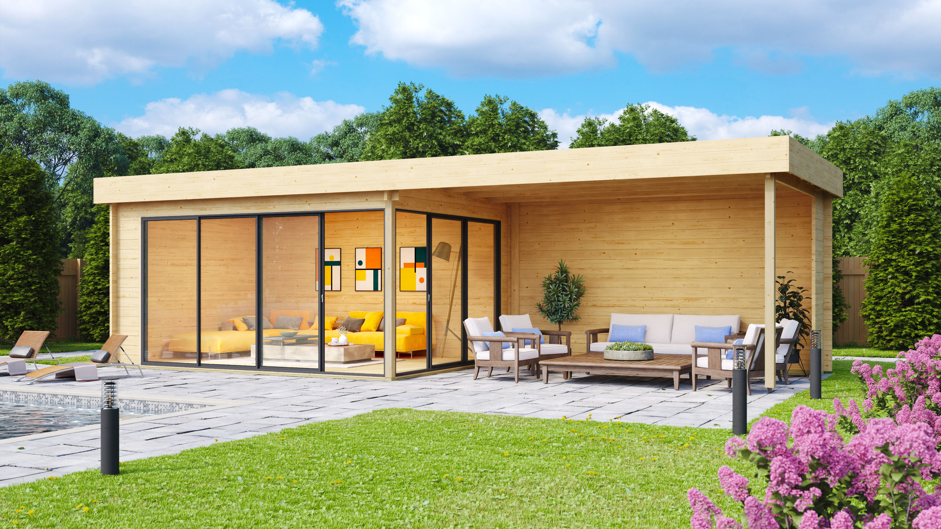 Fjordholz Gartenhaus Alu Concept 70 A mit Anbau Fjordholz Gartenhaus Alu Concept 70 A mit Anbau