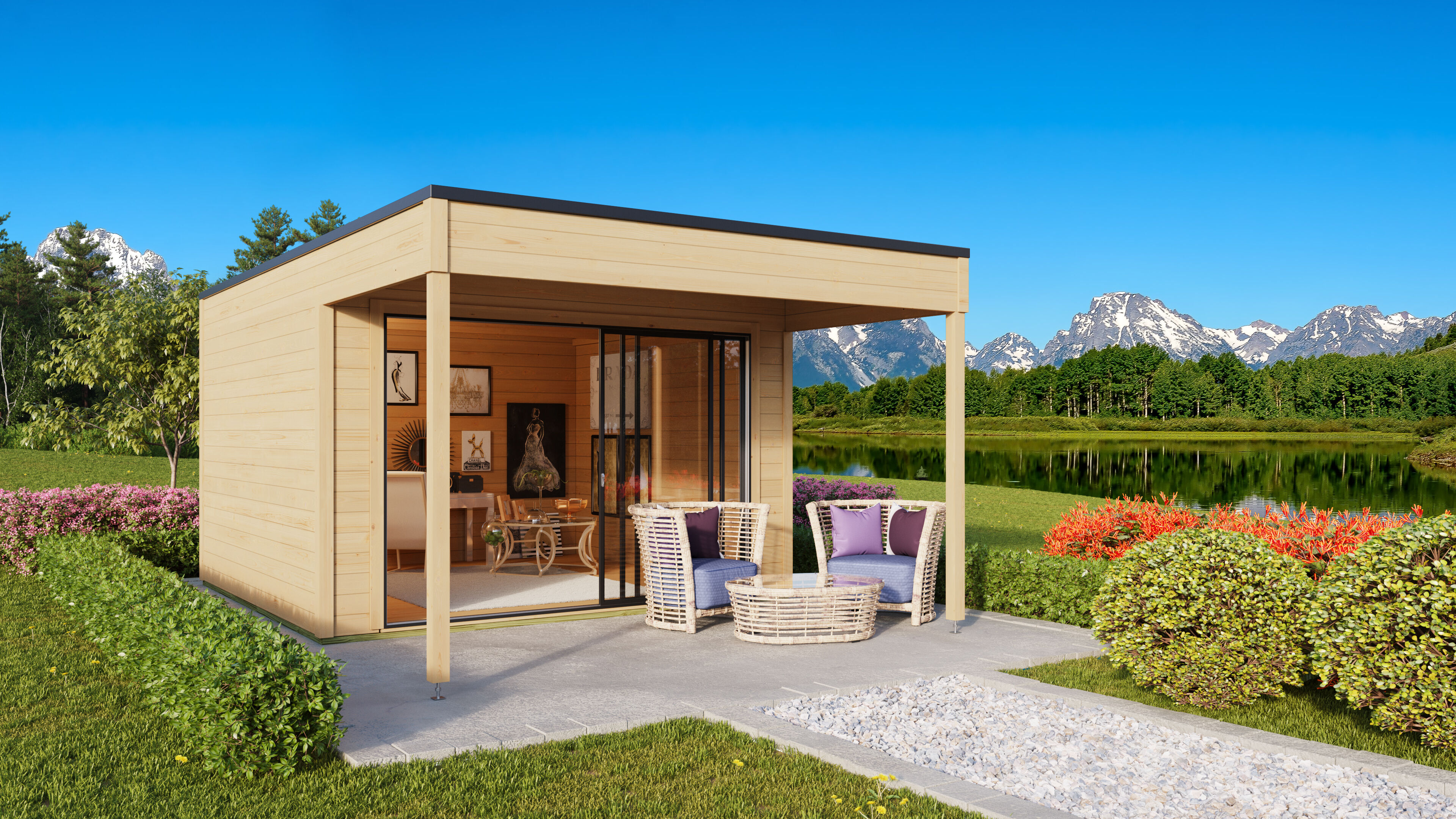 Fjordholz Gartenhaus Modell Q-BIC Alu 44 A + VD