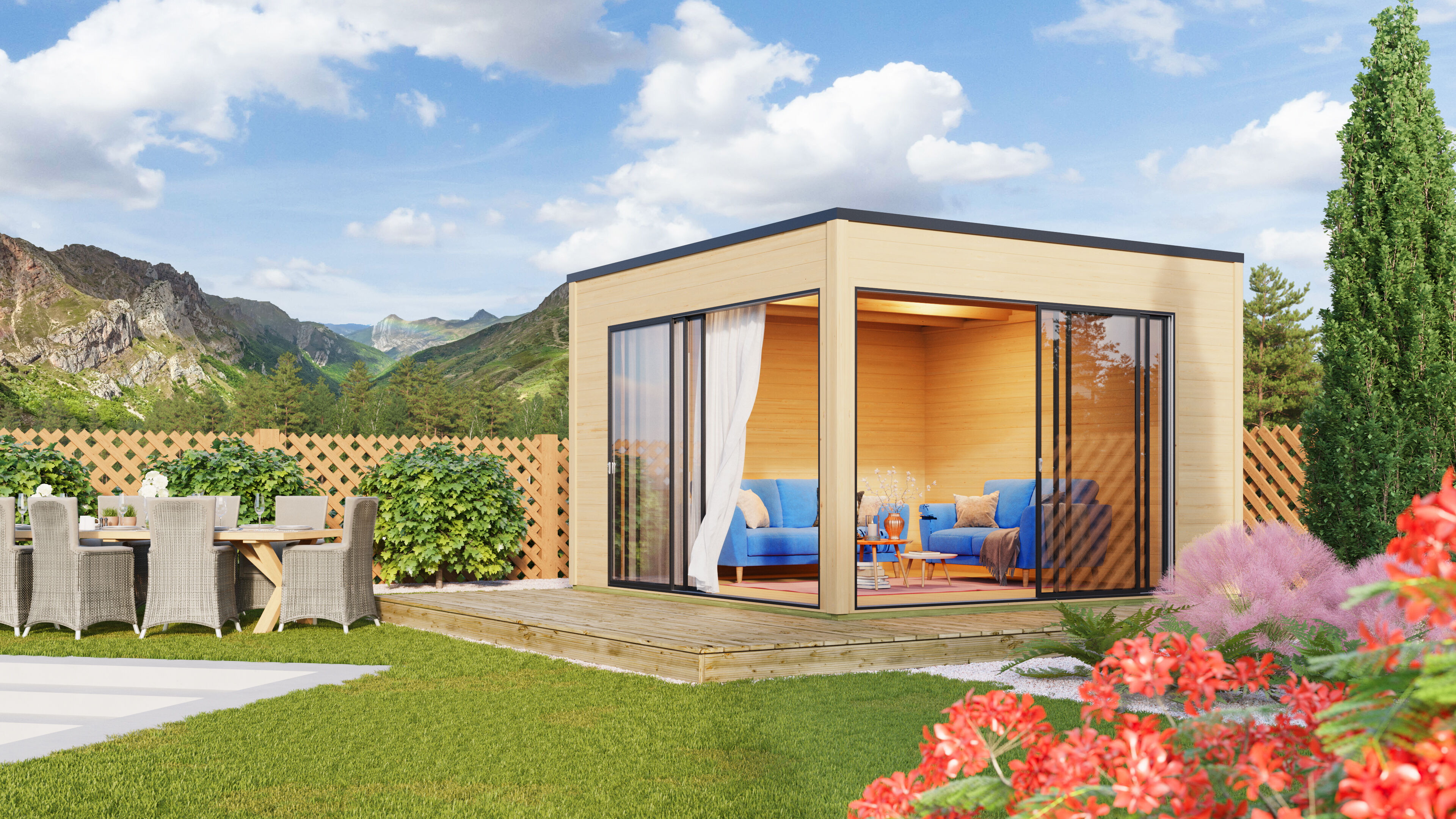 Fjordholz Gartenhaus Modell Q-BIC Alu 44 B