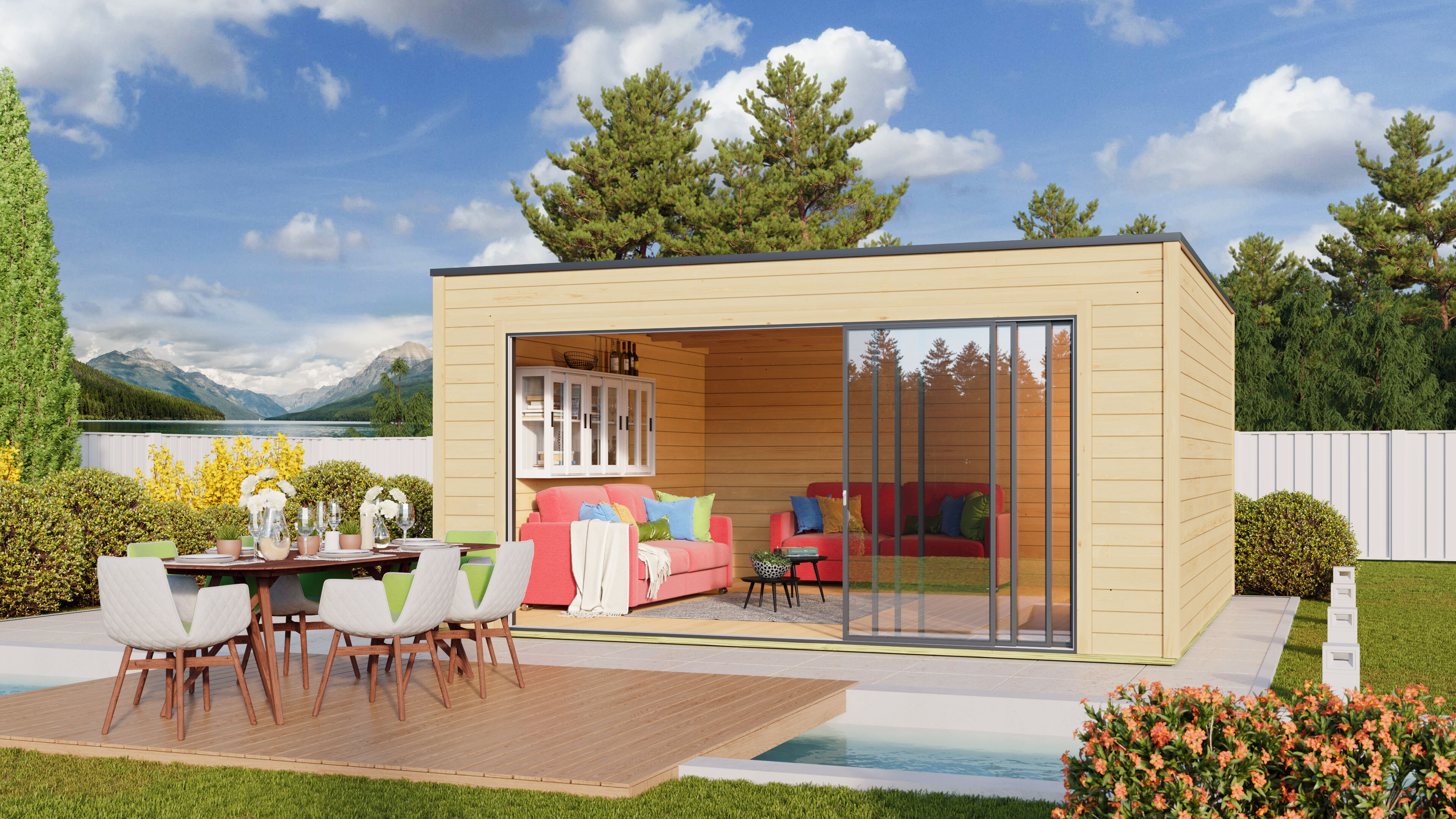Fjordholz Gartenhaus Modell Q-BIC Alu 44 E Fjordholz Gartenhaus Modell Q-BIC Alu 44 E
