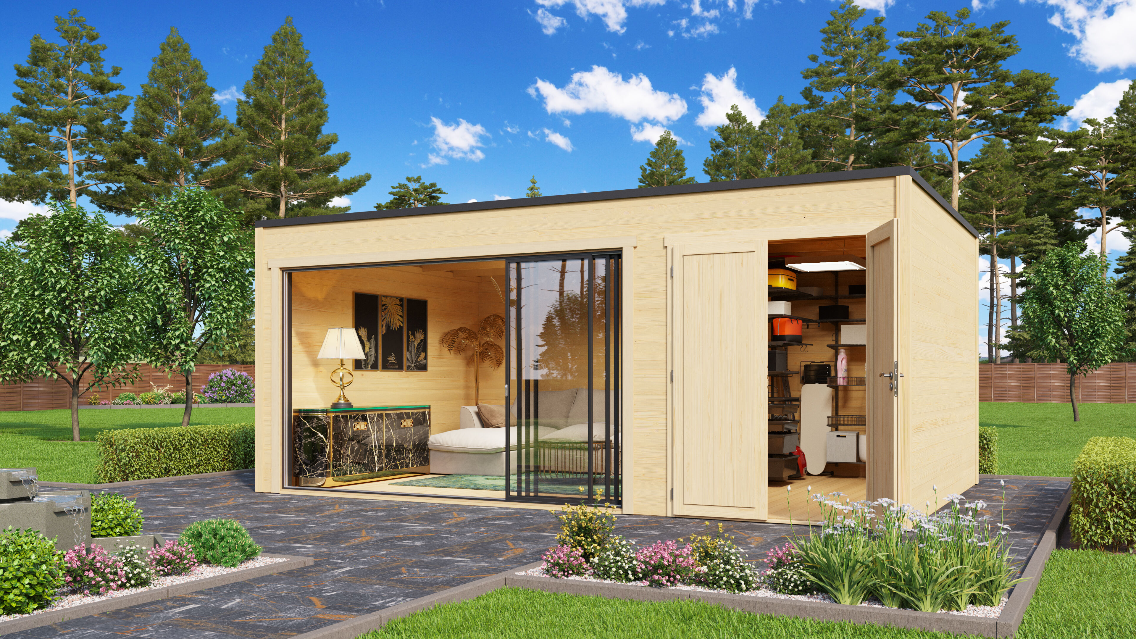 Fjordholz Gartenhaus Modell Q-BIC Alu 70 H