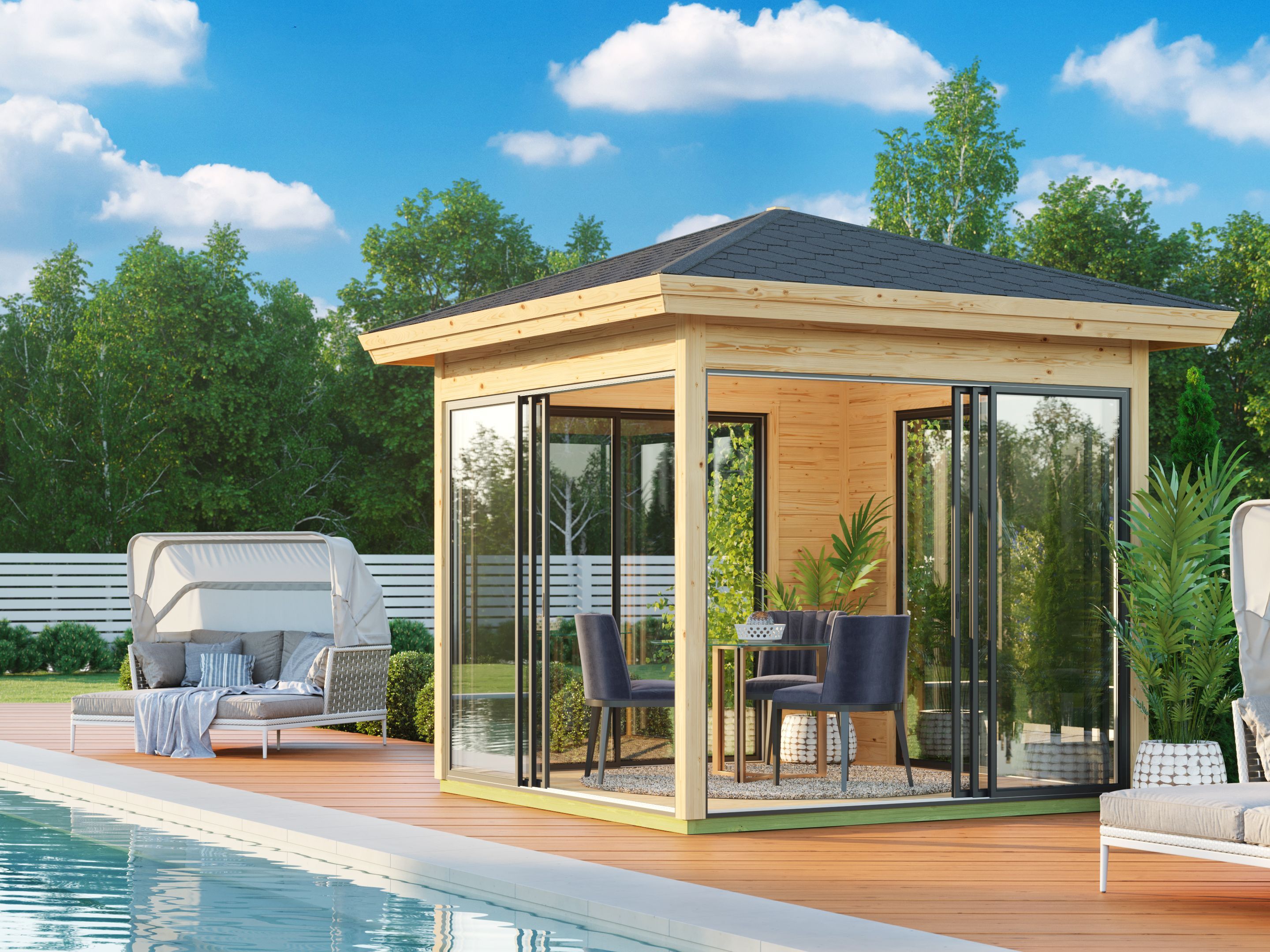 Fjordholz Glaspavillon Modell Alu 44 D